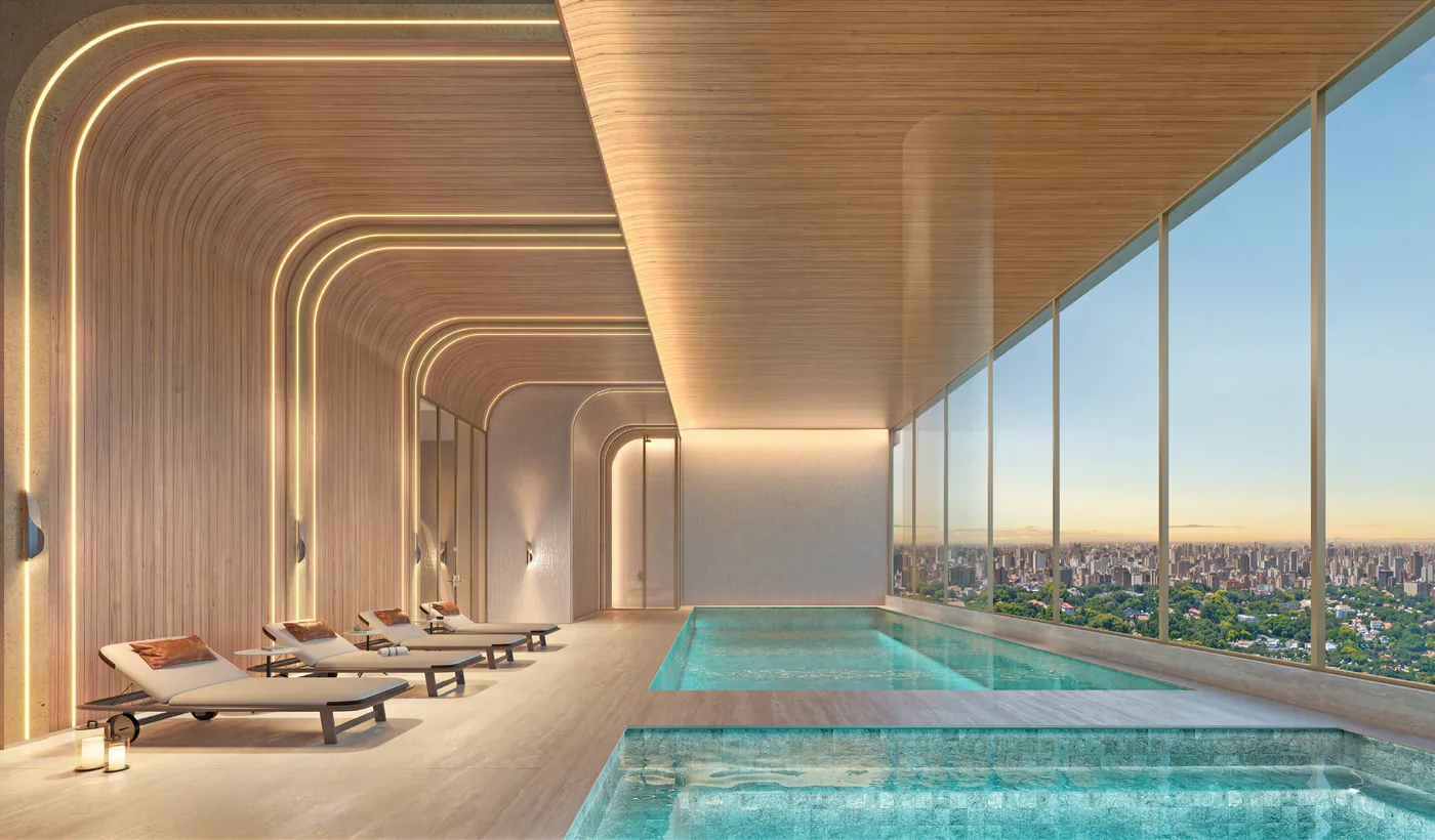 Perspectiva ilustrada do sky wellness do 51º pavimento — EPIC